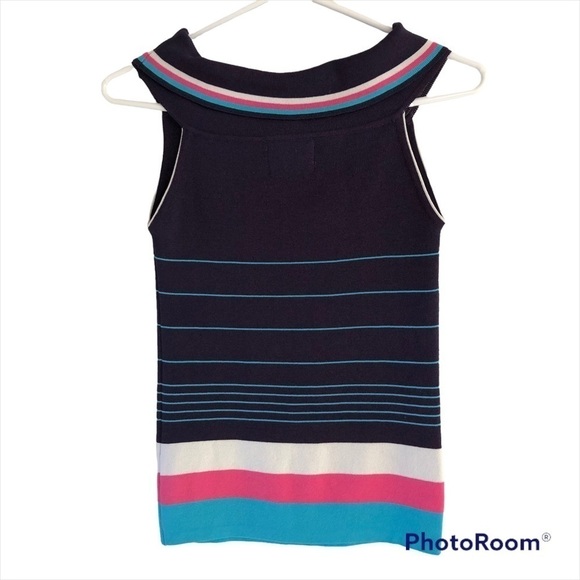 Isola Sleeveless knit sweater colour block. Navy & pink Boat neck Quality fabric - Picture 5 of 10
